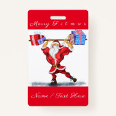 Gepersonaliseerde Grappige Kerstmis Naam Badge San (Achterkant)