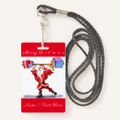 Gepersonaliseerde Grappige Kerstmis Naam Badge San (Voorkant met draagriem)