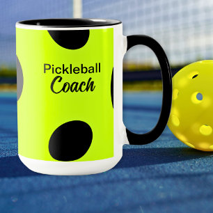 GEPERSONALISEERDE Grappige Pickleball Coach Gele B Mok
