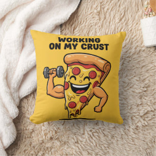 Gepersonaliseerde Grappige Pizza Gewichtheffen Stu Kussen
