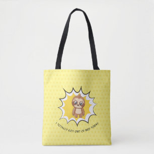 Gepersonaliseerde grappige quote Gele polka stip Draagtas