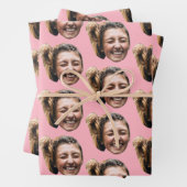 Gepersonaliseerde Grappige Roze Aangepaste Gezicht Inpakpapier Vel (In situ)