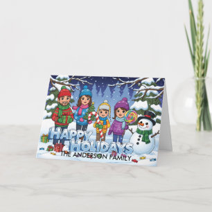 Gepersonaliseerde Grappige Sneeuwscène Vakantie Gr Kaart