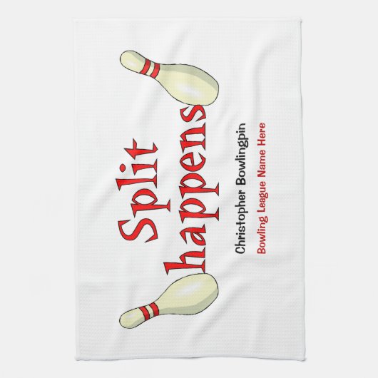 Gepersonaliseerde grappige splitsing gebeurt met b theedoek (Verticaal)