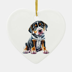 Gepersonaliseerde Greater Swiss Mountain Dog Puppy Keramisch Ornament
