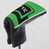 Gepersonaliseerde Green Black Golf Head Putter Hoe Golfheadcover (3/4 voorkant)