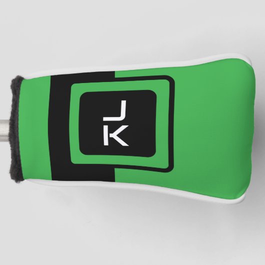 Gepersonaliseerde Green Black Golf Head Putter Hoe Golfheadcover (Voorkant)