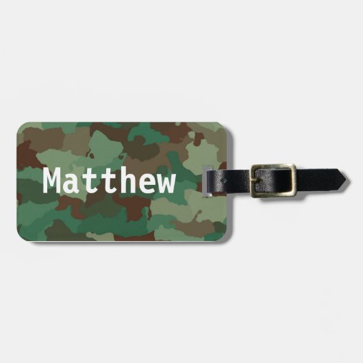 Gepersonaliseerde Green Camo Bagagelabel (Voorkant horizontaal)
