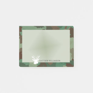 Gepersonaliseerde Green Camo Lijst met Buck Silhou Post-it® Notes