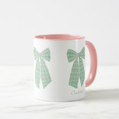 Gepersonaliseerde Green Gingham Romantische Coquet Mok (Voorkant rechts)