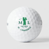 Gepersonaliseerde Green Golfer Man Naam Golfballen (Voorkant)