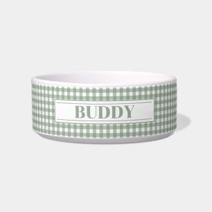 Gepersonaliseerde Green Plaid Hondennaam Voerbakje
