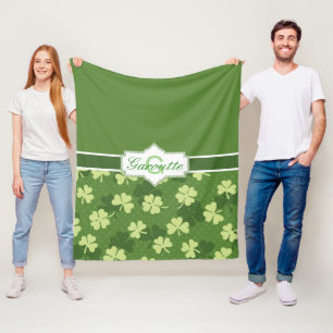 Gepersonaliseerde Green Shamrock St Patricks Day Fleece Deken