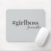 Gepersonaliseerde Grijs #GirlBoss Naam Muismat (Met muis)