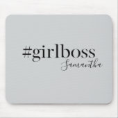 Gepersonaliseerde Grijs #GirlBoss Naam Muismat (Voorkant)