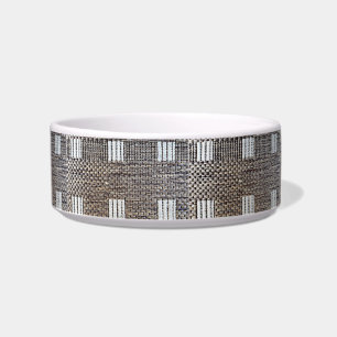 Gepersonaliseerde Grijs & Off-White Squares Trinke Voerbakje