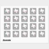 Gepersonaliseerde grijs & roze Texas Home State Vierkante Sticker (Vel)