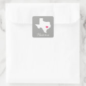 Gepersonaliseerde grijs & roze Texas Home State Vierkante Sticker (Tas)