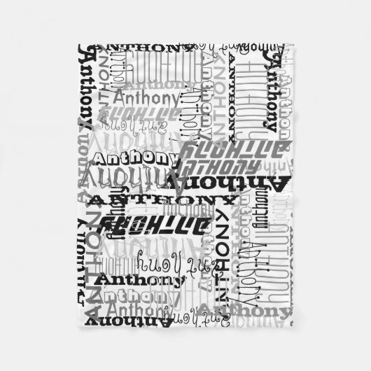 Gepersonaliseerde Grijstinten Aangepaste Naam Coll Fleece Deken (Voorkant)