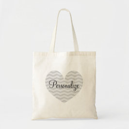 Gepersonaliseerde grijze canvas tas van het chevro