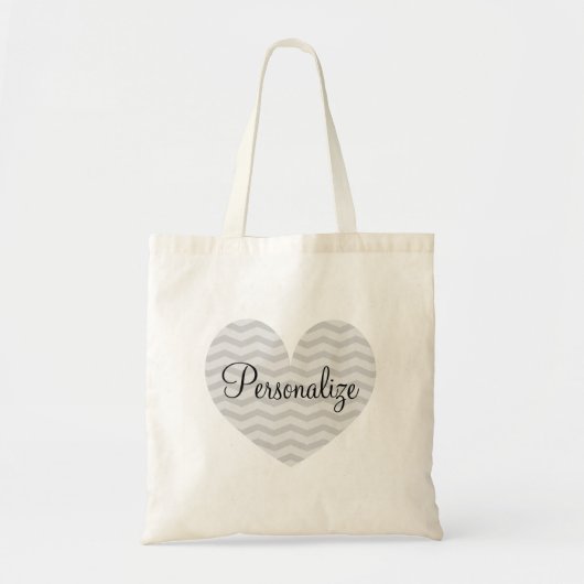 Gepersonaliseerde grijze canvas tas van het chevro (Voorkant)