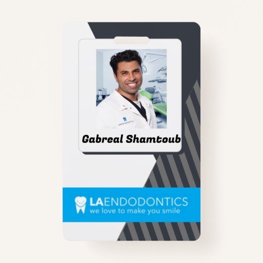 Gepersonaliseerde grijze gestreepte werknemer Afbe Badge (Voorkant)