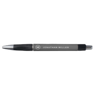 Gepersonaliseerde grijze minimalistische monogram pen