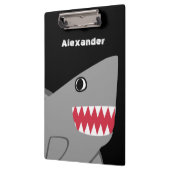 Gepersonaliseerde grijze zwarte Cartoon Kute Shark Klembord (Links)