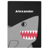 Gepersonaliseerde grijze zwarte Cartoon Kute Shark Klembord (Achterkant)