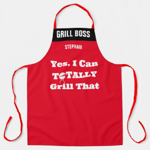 Gepersonaliseerde Grill Chef Schorten, Cool Red Ch Schort