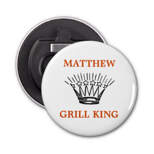 Gepersonaliseerde Grill King Funny Button Flesopener