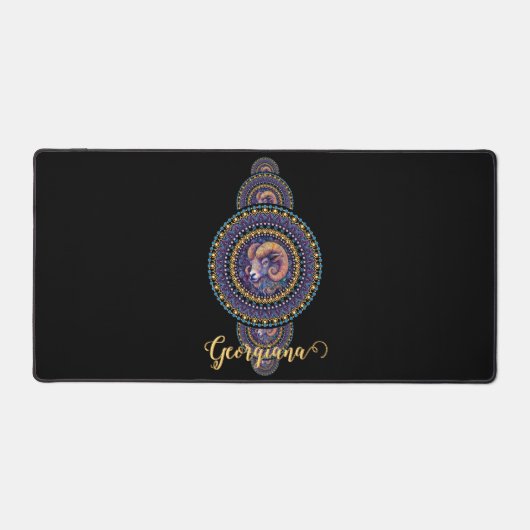 Gepersonaliseerde grillige Ram Siermandala Bureaumat (Voorkant)