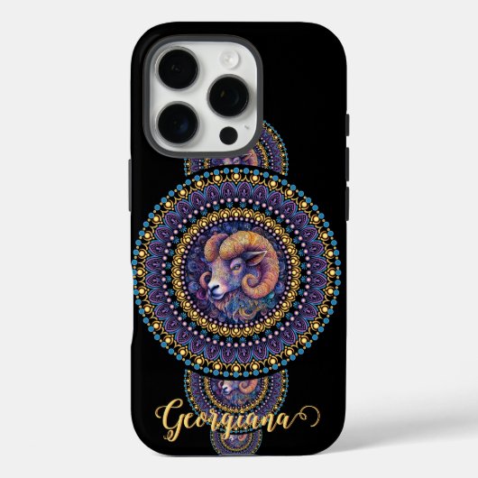 Gepersonaliseerde grillige Ram Siermandala Case-Mate iPhone Case (Achterkant)