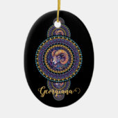 Gepersonaliseerde grillige Ram Siermandala Keramisch Ornament (Voorkant)