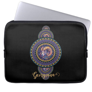 Gepersonaliseerde grillige Ram Siermandala Laptop Sleeve