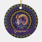 Gepersonaliseerde grillige Ram Zodiac Dot Mandala Keramisch Ornament (Voorkant)
