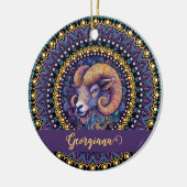 Gepersonaliseerde grillige Ram Zodiac Dot Mandala Keramisch Ornament (Links)