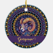 Gepersonaliseerde grillige Ram Zodiac Dot Mandala Keramisch Ornament (Achterkant)