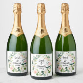 Gepersonaliseerde groen bruiloft receptie Champagn Sparkling Wijnetiket (Flessen)