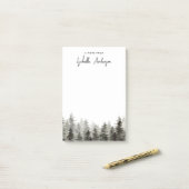 Gepersonaliseerde groen rustieke dennenbomen post-it® notes (Op bureau)