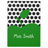 Gepersonaliseerde groene appel wit en zwart polka  klembord (Achterkant)