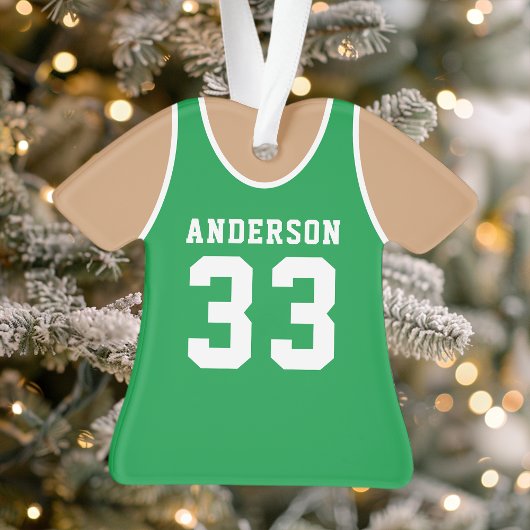 Gepersonaliseerde groene basketbaltrui ornament