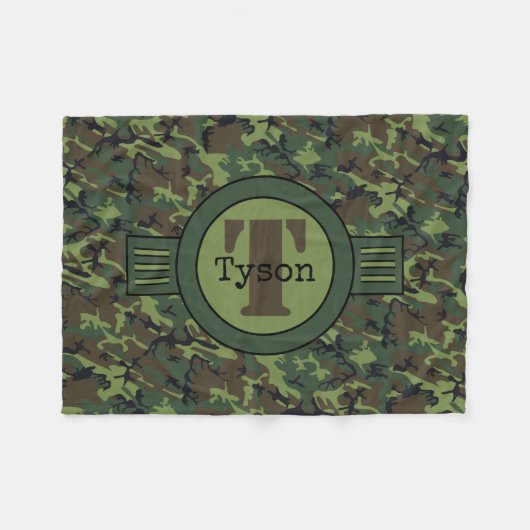 Gepersonaliseerde Groene Camouflage Fleece Pet Bla Deken (Voorkant (Horizontaal))