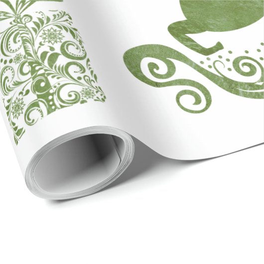 Gepersonaliseerde  groene en witte kerstverpakking cadeaupapier (Rol Hoek)