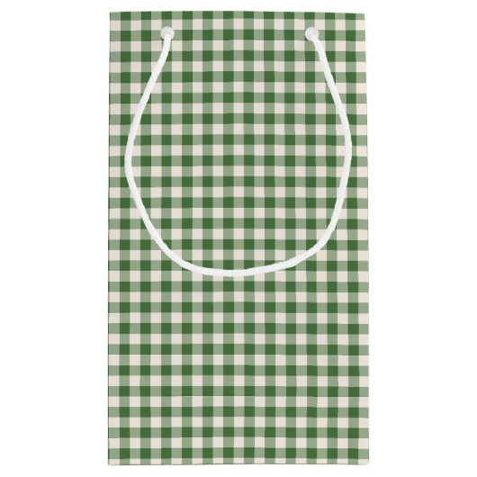 Gepersonaliseerde groene gingham plaid naam kerst klein cadeauzakje (Achterkant)