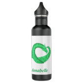 Gepersonaliseerde groene hartdraak op wit waterfles  (Links)