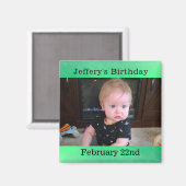 Gepersonaliseerde Groene Herinnering van de Verjaa Magneet (Voorkant / Achterkant)