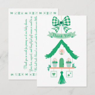 Gepersonaliseerde Groene Huis Dank u Baby shower Bedankkaart