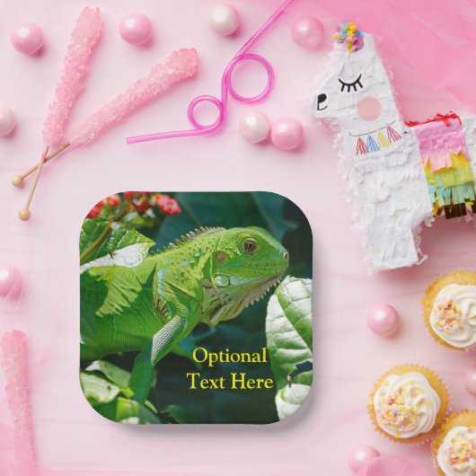 Gepersonaliseerde groene Iguana Lizard Papieren Bordje (Feest)