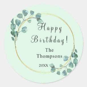 Gepersonaliseerde groene Ivy Florals Ronde Sticker